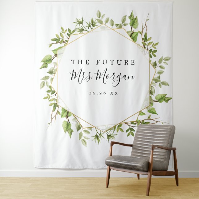 Tenture Décor de fond de mariage pour Future Mrs avec verd (En situation)