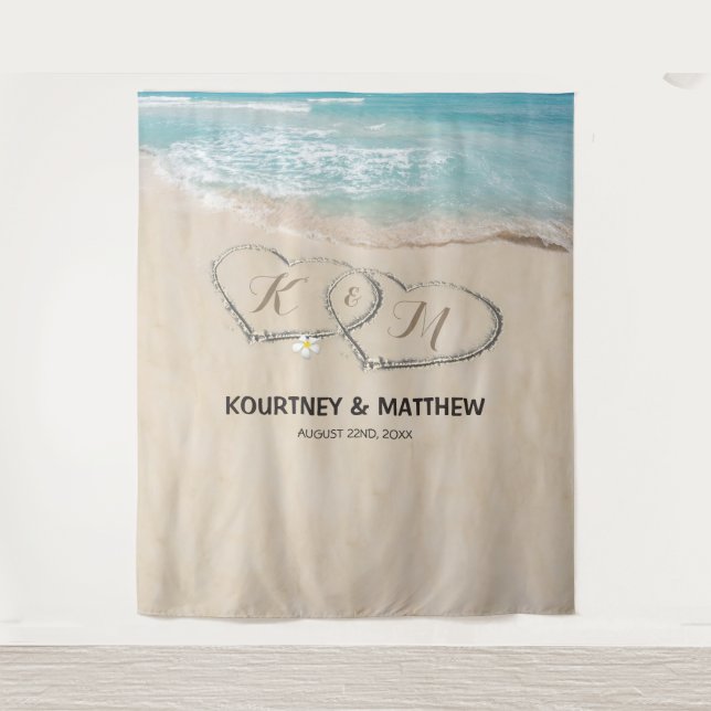 Tenture Décor de fond de mariage sur la plage tropicale (Devant)