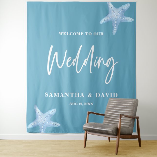 Tenture Décor de fond de panneau de bienvenue de mariage s (En situation)