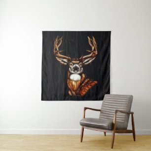 Tenture Décor de fond en bois rustique de tête de cerf ave