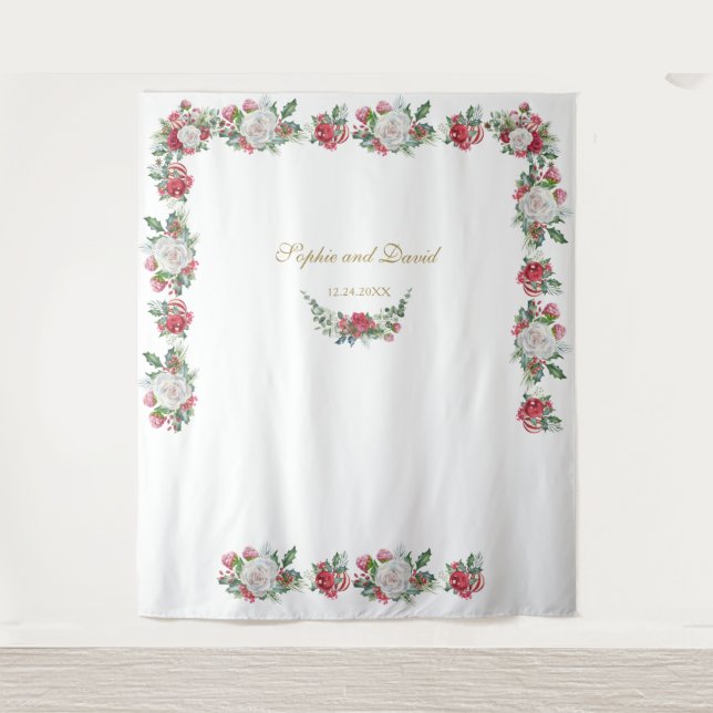 Tenture Décor de fond pour Photobooth de mariage de Noël C (Devant)