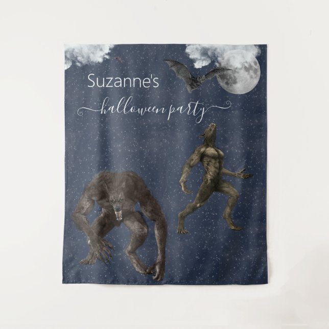 Tenture Décor de fond pour soirée Halloween loup-garou (Devant)