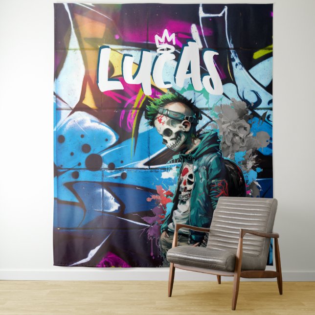 Tenture Décor de la salle Graffiti Zombie Monogramme (En situation)