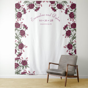 Tenture Décor de mariage avec rose bordeaux