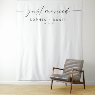 Tenture Décor de mariage avec texte minimaliste 'Juste Mar