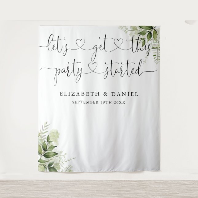 Tenture Décor de mariage avec verdure pour photo (Devant)