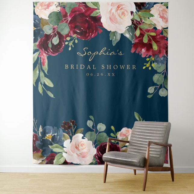 Tenture Décor de mariage bordeaux marine Toile de fond (En situation)