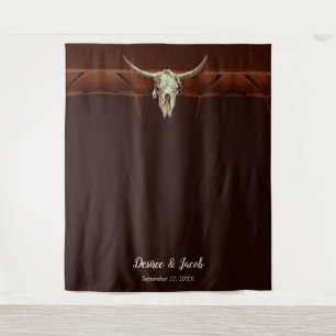 Tenture Décor de mariage Crâne de Taureau Western Marron R