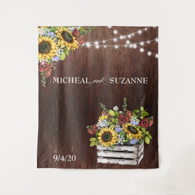 Tenture Décor de mariage Tournesol Pot en verre Bourguigno (Devant)
