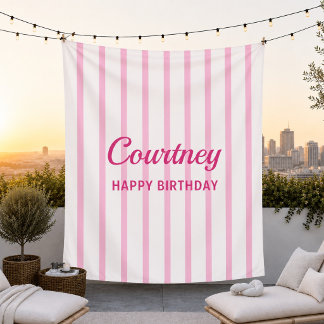 Tenture Décor de naissance personnalisé rayé pour bébé