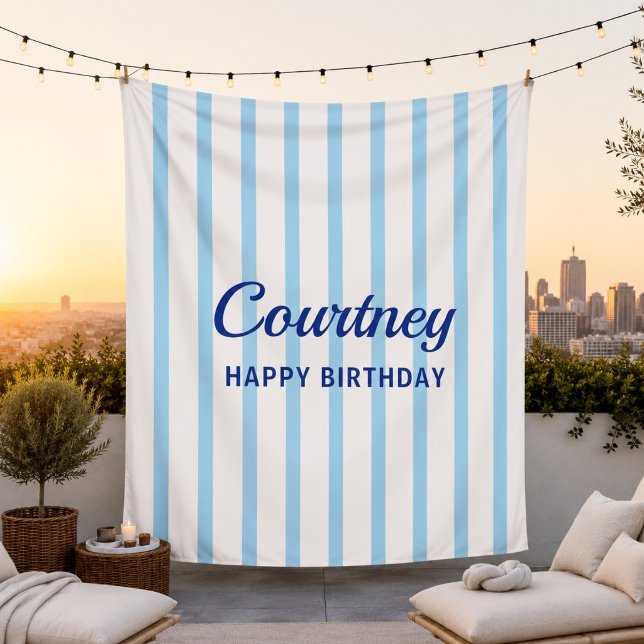Tenture Décor de naissance personnalisé rayé pour bébé (Créateur téléchargé)