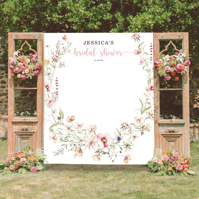 Tenture Décor de toile de fond de douche nuptiale Rose sau (Créateur téléchargé)
