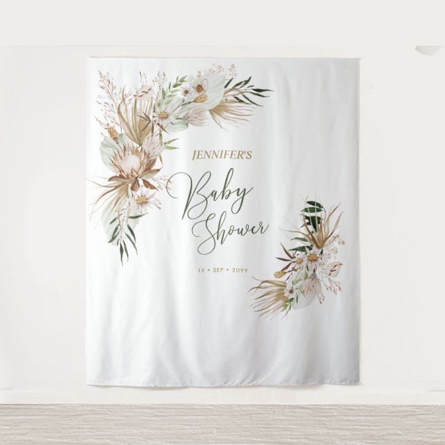 Tenture Décor de toile de fond pour Baby Shower Bohème (Devant)