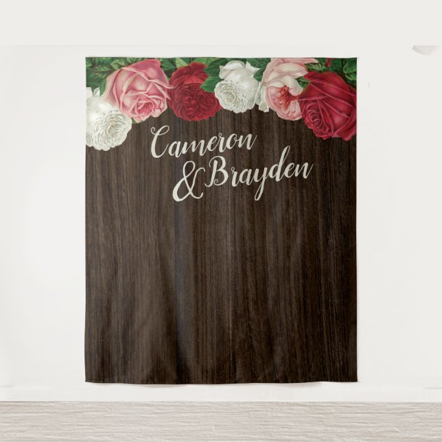 Tenture Décor floral boisé pour mariage rustique (Devant)