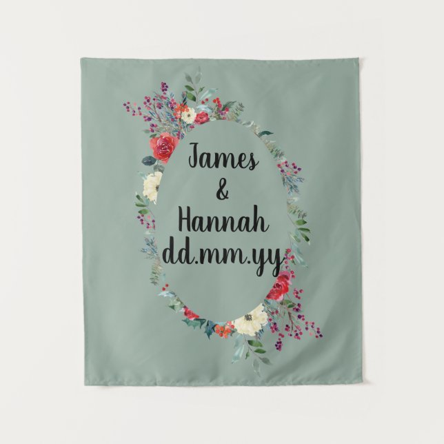 Tenture Décor Mariage de Noël, Décor Mariage de décembre (Devant)