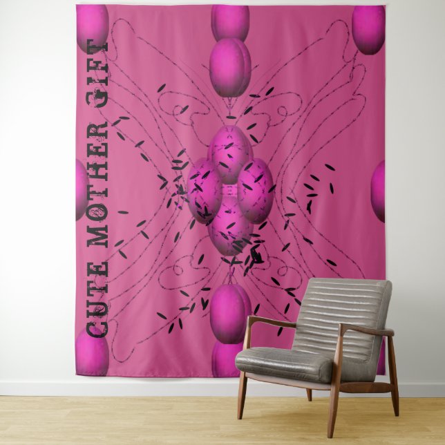 Tenture DECOR_Room_CUTE MÈRE GIFT_DARKPINK_RMDESIGNFLO55 (En situation)