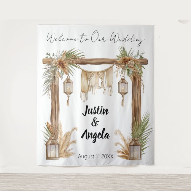 Tenture Décoration de mariage personnalisable d'arche rust (Devant)