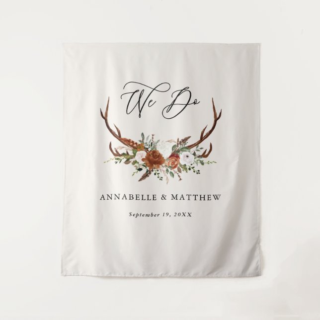 Tenture Décoration de mariage terracotta rustique cerf flo (Devant)