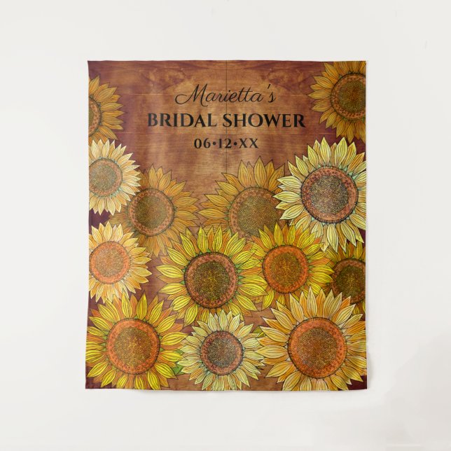 Tenture Décoration rustique boho tournesol pour une douche (Devant)