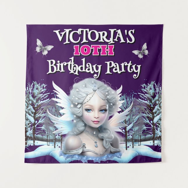 Tenture Décorations d'anniversaire pour filles thème fée m (Devant)