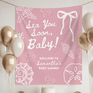 Tenture Décorations de Baby Shower Rose Mer Vous Bientôt,