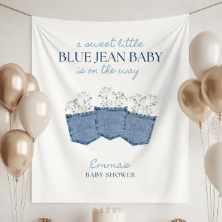 Tenture Décorations de Baby Shower sur mesure en jeans ble