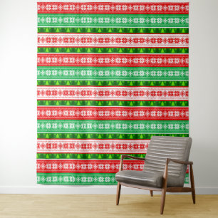 TENTURE DÉCORATIONS DE NOËL DESIGN ROUGE BLANC VERT