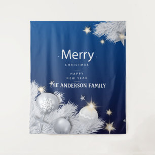 Tenture Décorations d'étoiles de Noël bleu d'hiver