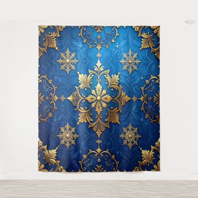 Tenture Decorative Blue Gold Holiday Backdrop (Devant)