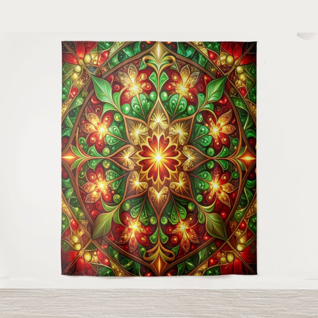 Tenture Decorative Red Green Holiday Backdrop (Devant)