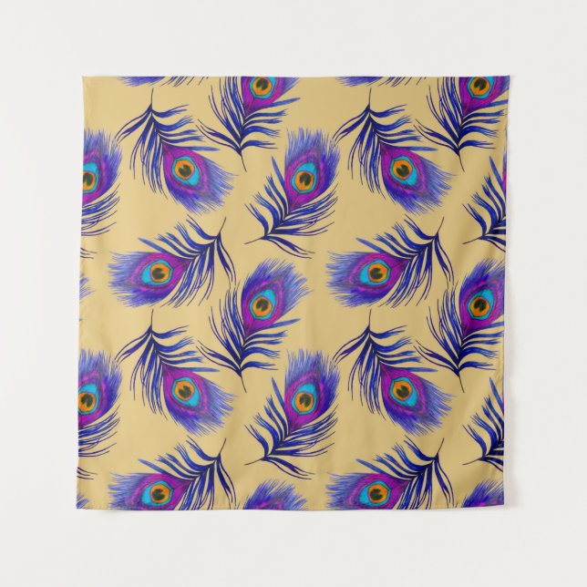 Tenture Decorative seamless pattern with beautiful peacock (Devant)