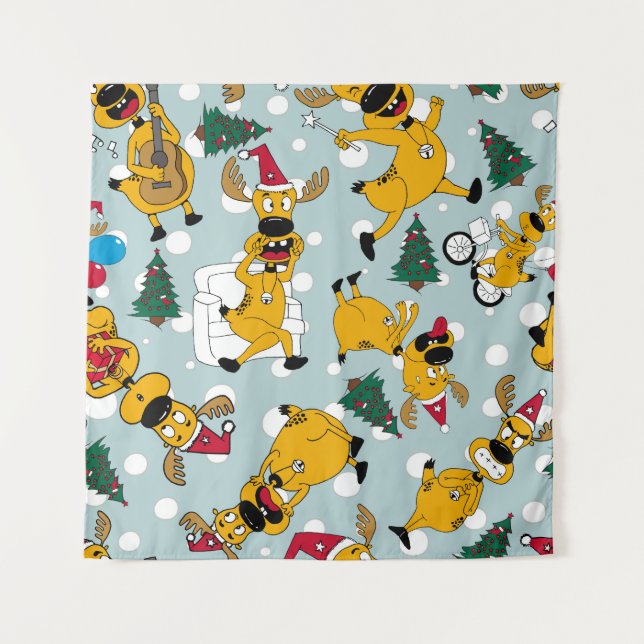 Tenture Deer Festive : Design Motif de Noël (Devant)