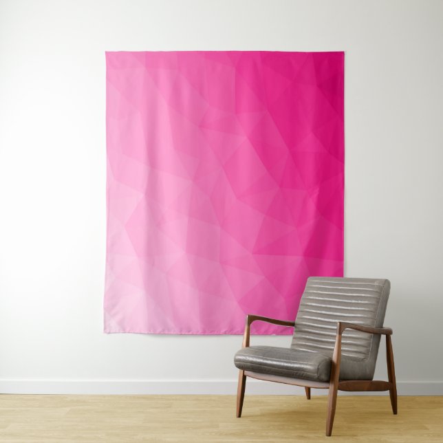 Tenture Dégradé rose chaud Motif de maille géométrique (En situation)