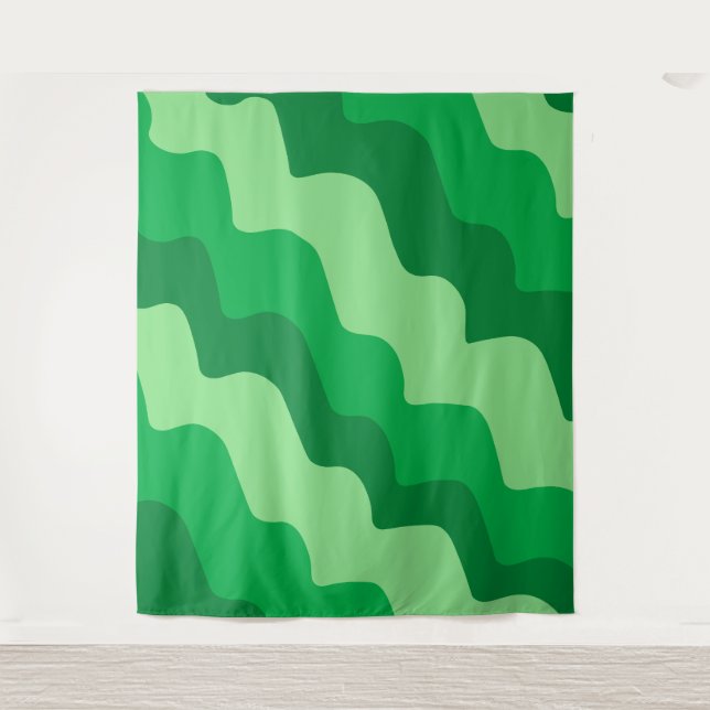 Tenture Dégradé vert ondulé des vagues océaniques (Devant)