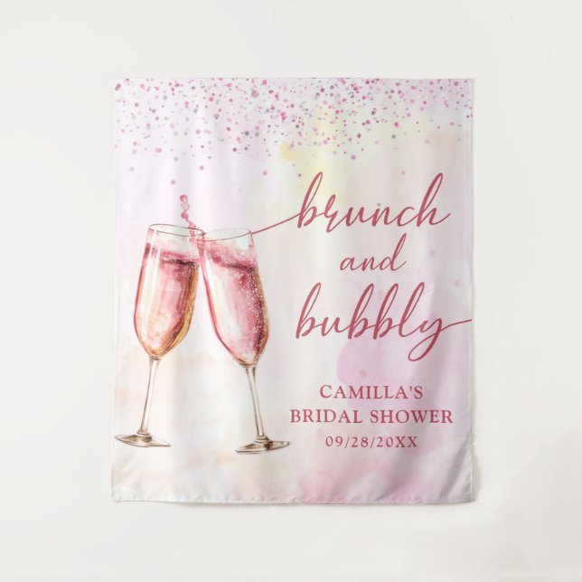 Tenture Déjeuner Champagne Rose et Mariage à Bulles (Devant)