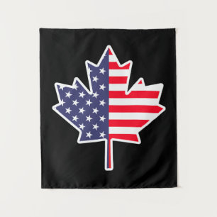 Tenture Demi-Canadien Américain : Canada USA Maple Leaf