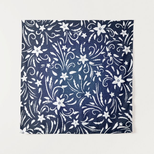 Tenture Denim Blooms : Floral Pattern Arrière - plan (Devant)