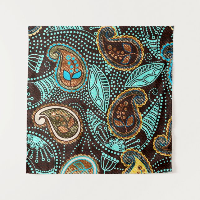 Tenture Denim Paisley : Motif de texture de Jeans sans cou (Devant)