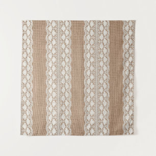 Tenture Dentelle blanc cassé : texture de toile de jute