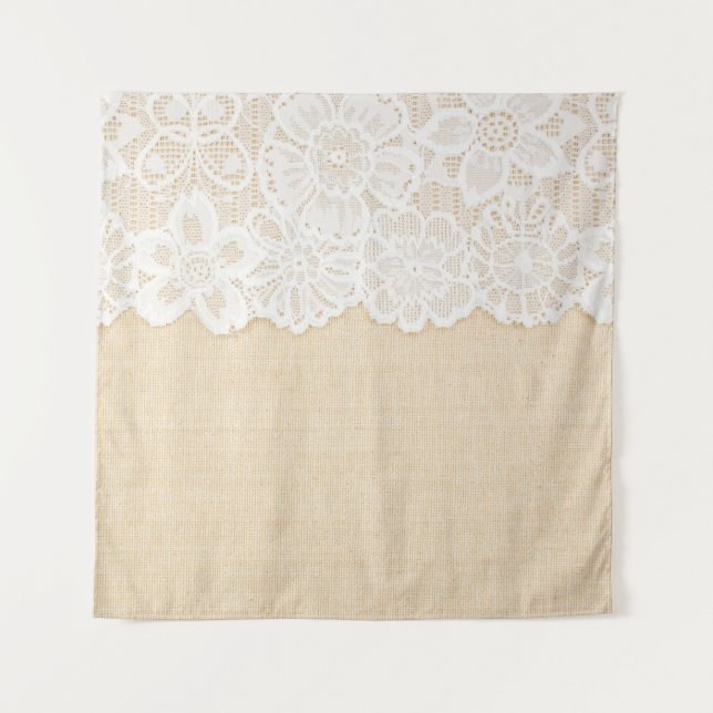 Tenture Dentelle blanche sur la conception du tissu. (Devant)