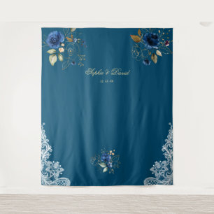 Tenture Dentelle Vintage Fleurs Bleues Accessoire de Maria