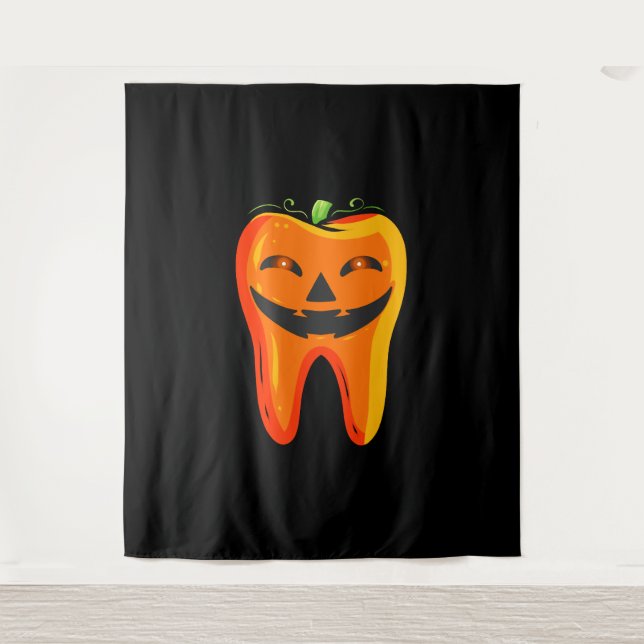Tenture Dentistes Citrouille dentaire Halloween (Devant)