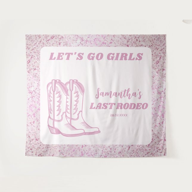 Tenture Dernier Rodéo Cowgirl de l'Ouest Enterrement de Vi (Devant (Horizontal))