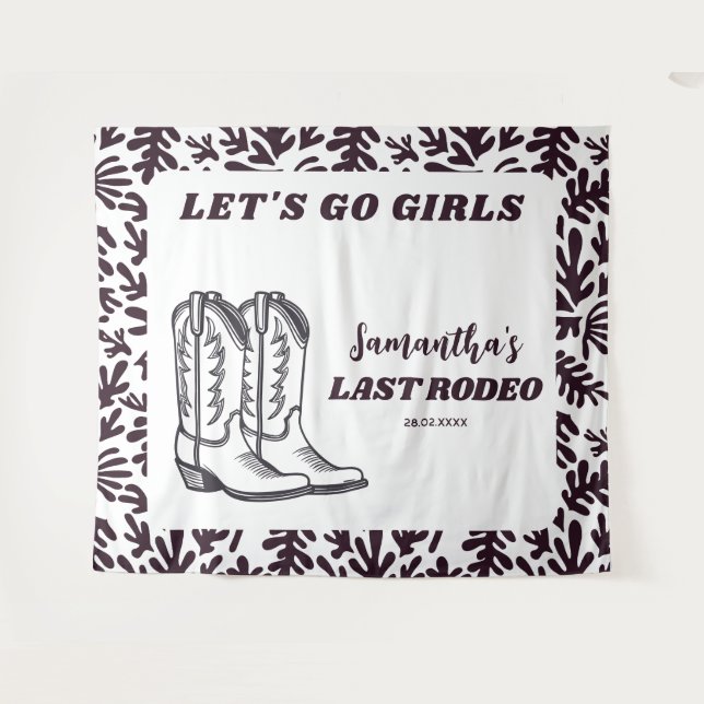 Tenture Dernier Rodéo Cowgirl de l'Ouest Enterrement de Vi (Devant (Horizontal))