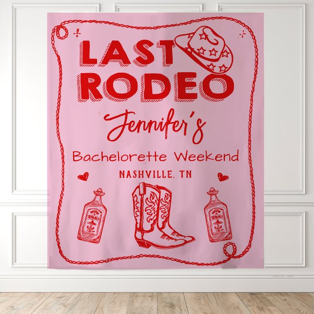 Tenture Dernier Rodeo Rose Red Cowgirl Bachelorette Week-e (Créateur téléchargé)