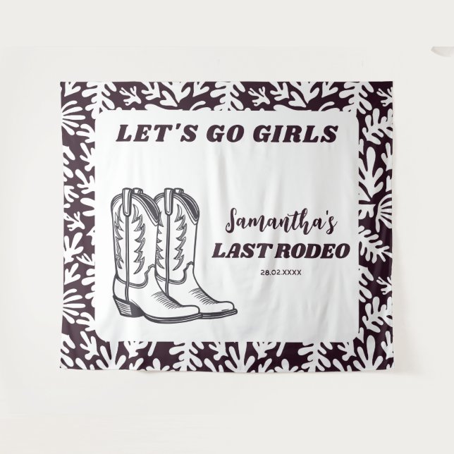 Tenture Dernier Rodeo Western Cowgirl Bachelorette Party (Devant (Horizontal))