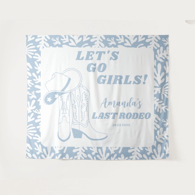 Tenture Dernier Rodeo Western Cowgirl Bachelorette Party (Devant (Horizontal))