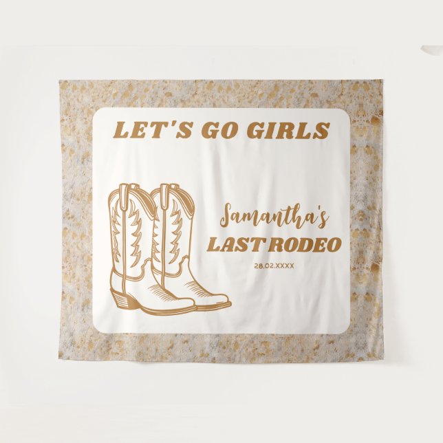 Tenture Dernier Rodeo Western Cowgirl Bachelorette Party (Devant (Horizontal))