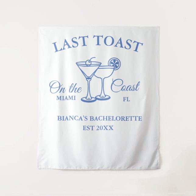 Tenture Dernier Toast sur la côte Beach Bachelorette fête (Devant)