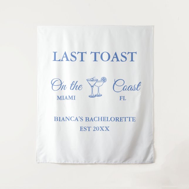Tenture Dernier Toast sur la côte Beach Bachelorette fête (Devant)